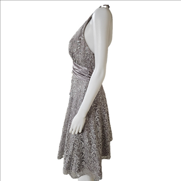 Betsy & Adam Fit & Flare Light Gray Knee Length Party Dress Size 8 - Picture 2 of 12